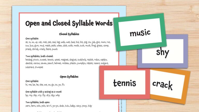 Open and Closed Syllable Word List Feature