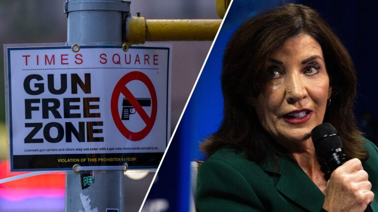 times square gun free zone hochul split