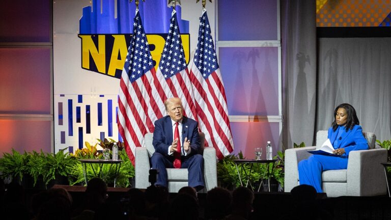 trump visits the national association of black journalists nabj convention