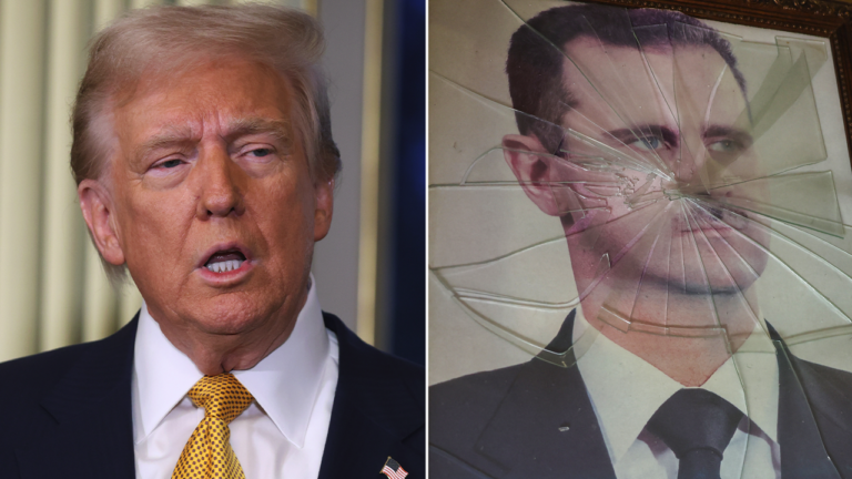 split image trump assad