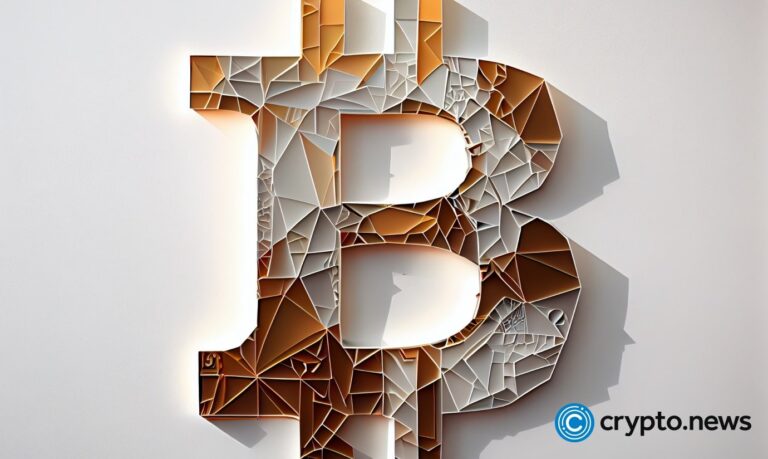 crypto news metal bitcoin sign white background low poly style