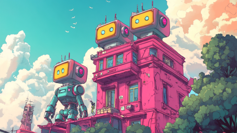crimedy7 illustration of robots building a house comic book sty 30c5e6cb aae8 4159 b24f 2829e3883035
